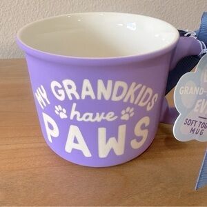 💙NWT Sunday Morning purple soft touch mug “my grandkids have paws”